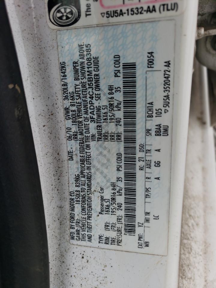 2011 Ford Fiesta Sel VIN: 3FADP4CJ5BM108385 Lot: 57480315