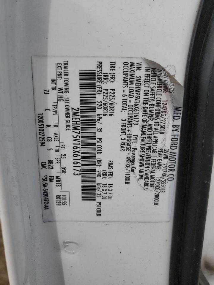 2006 Mercury Grand Marquis Ls VIN: 2MEHM75V16X616173 Lot: 56492355