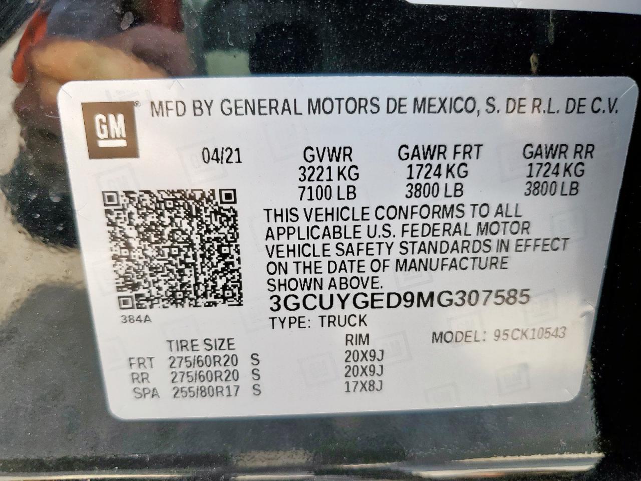 2021 Chevrolet Silverado K1500 Ltz VIN: 3GCUYGED9MG307585 Lot: 57279255