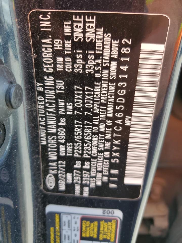 2013 Kia Sorento Lx VIN: 5XYKTCA65DG314182 Lot: 57438425