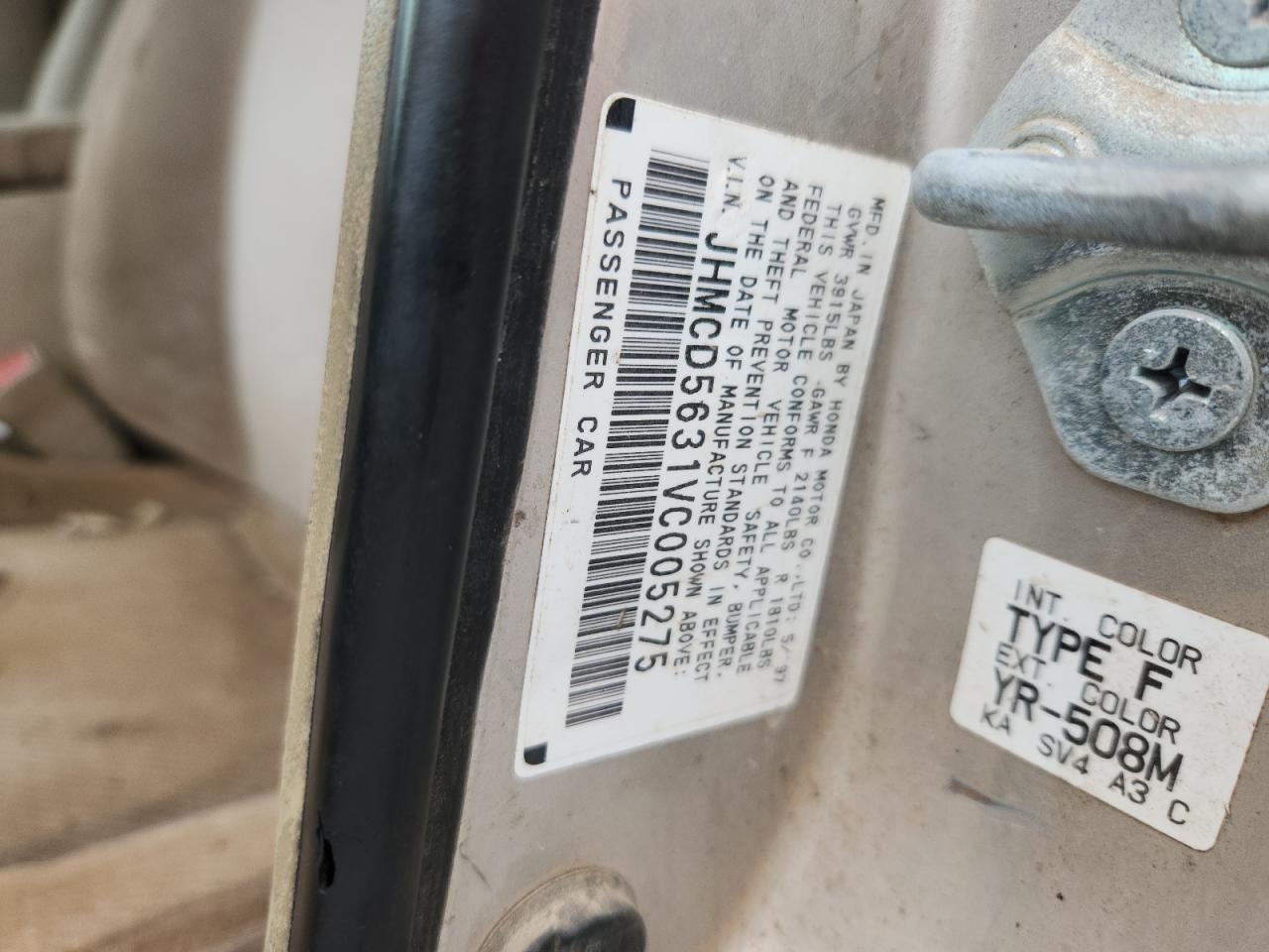 1997 Honda Accord Lx VIN: JHMCD5631VC005275 Lot: 58332545