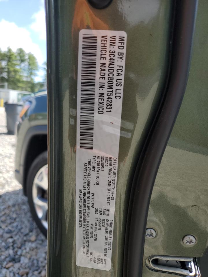 2021 Jeep Compass Limited VIN: 3C4NJDCB0MT542831 Lot: 57041935