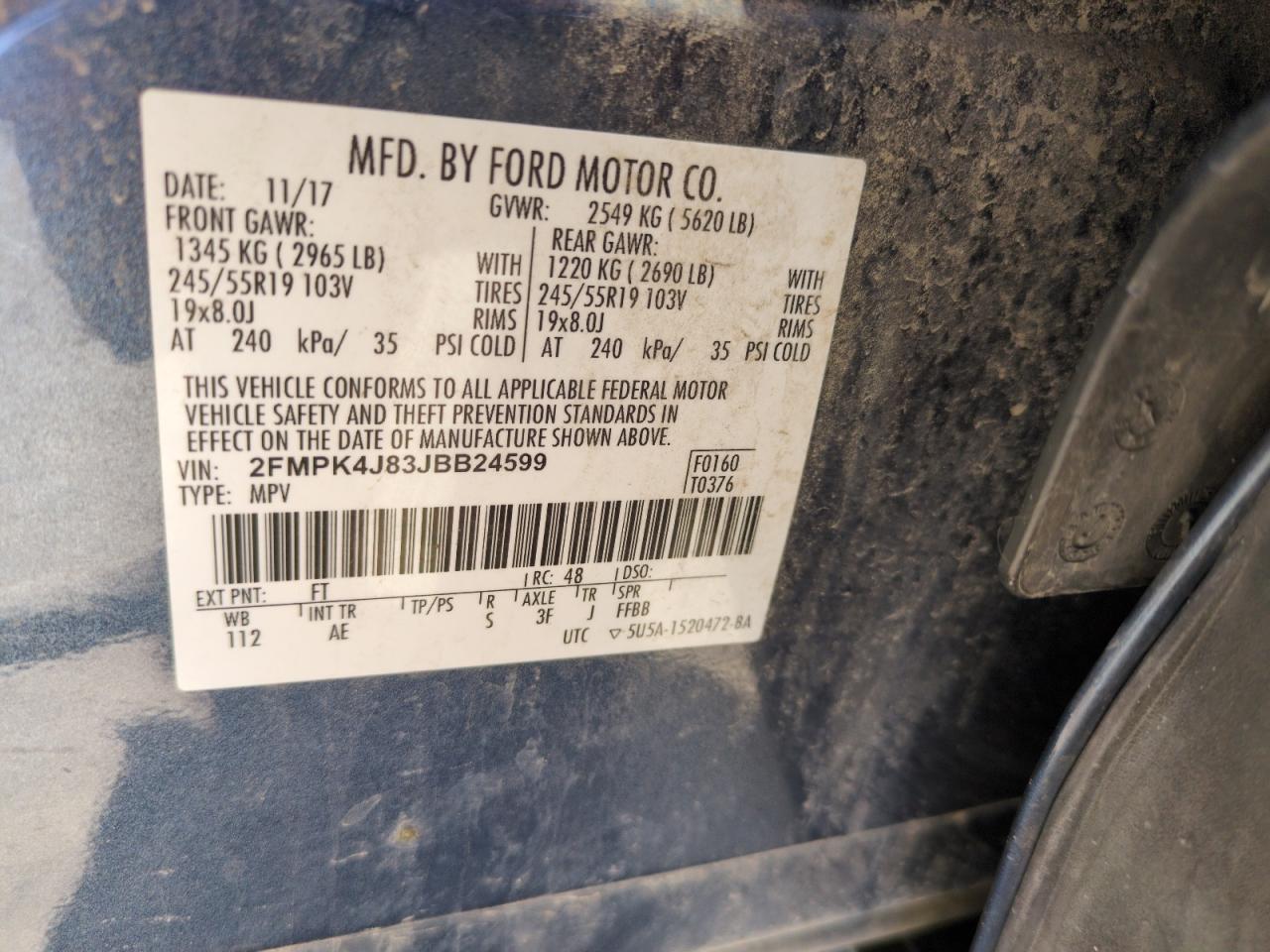 2018 Ford Edge Sel VIN: 2FMPK4J83JBB24599 Lot: 56626105