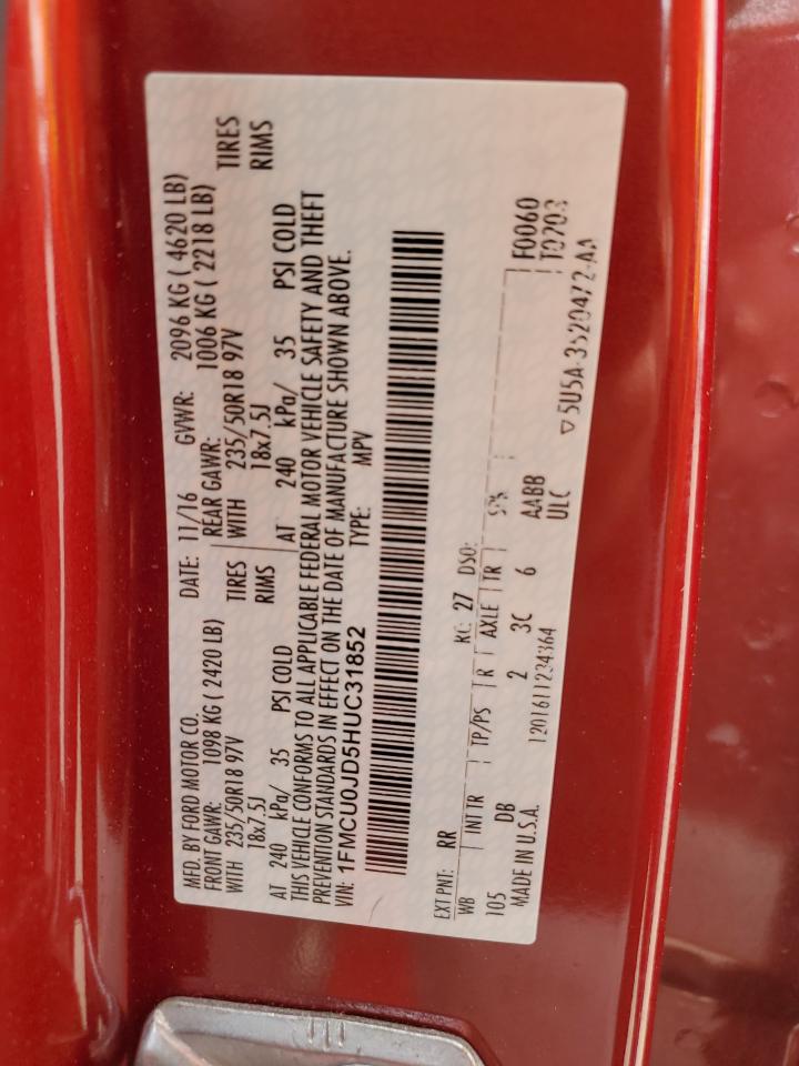 2017 Ford Escape Titanium VIN: 1FMCU0JD5HUC31852 Lot: 56872655