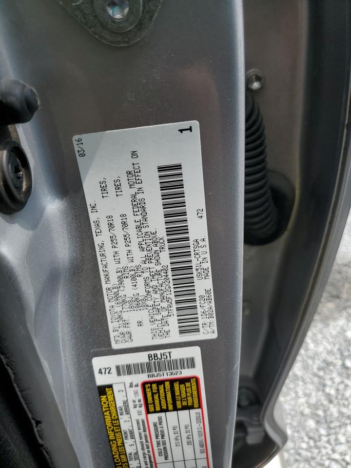 2016 Toyota Tundra Double Cab Sr VIN: 5TFRW5F12GX204402 Lot: 56097645