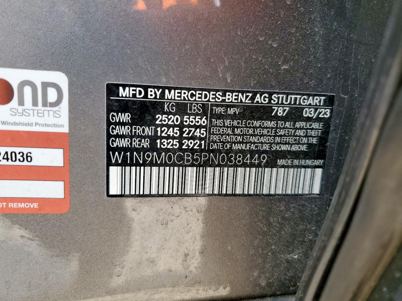 2023 Mercedes-Benz Eqb 250+ VIN: W1N9M0CB5PN038449 Lot: 57361835