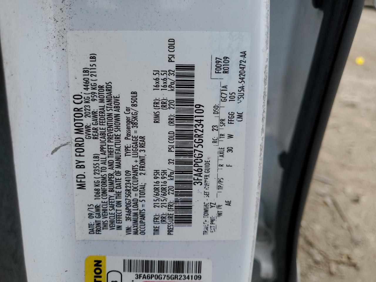 2016 Ford Fusion S VIN: 3FA6P0G75GR234109 Lot: 85828065