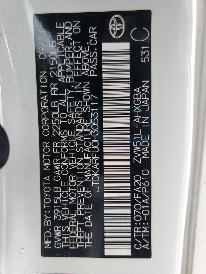 2017 Toyota Prius VIN: JTDKARFU0H3053117 Lot: 53871685