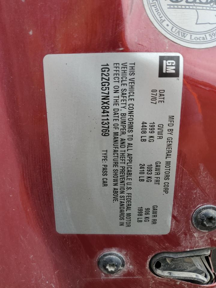 2008 Pontiac G6 Base VIN: 1G2ZG57NX84113769 Lot: 56540635