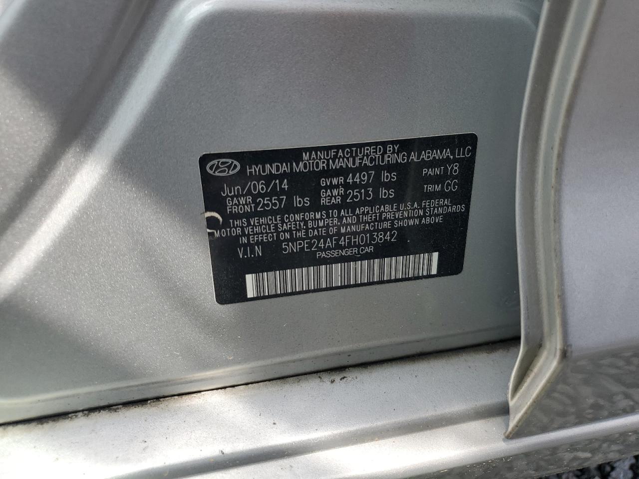5npe24af4fh013842 5NPE24AF4FH013842 2015 Hyundai Sonata Se