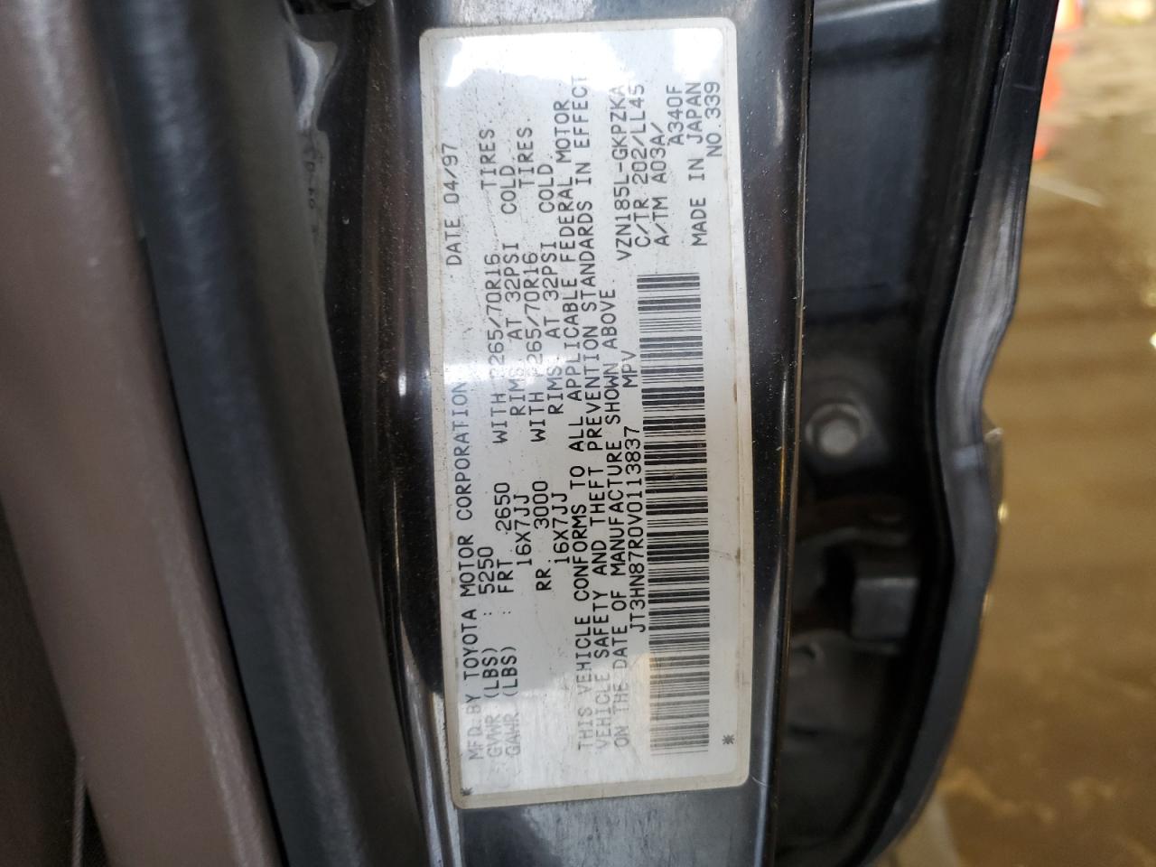 1997 Toyota 4Runner Limited VIN: JT3HN87R0V0113837 Lot: 56454445