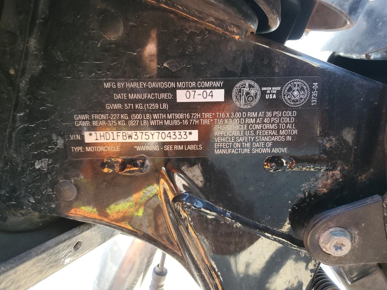 2005 Harley-Davidson Flhri VIN: 1HD1FBW375Y704333 Lot: 55258155