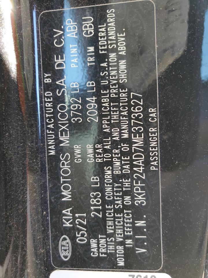 2021 Kia Forte Fe VIN: 3KPF24AD7ME373627 Lot: 55344245