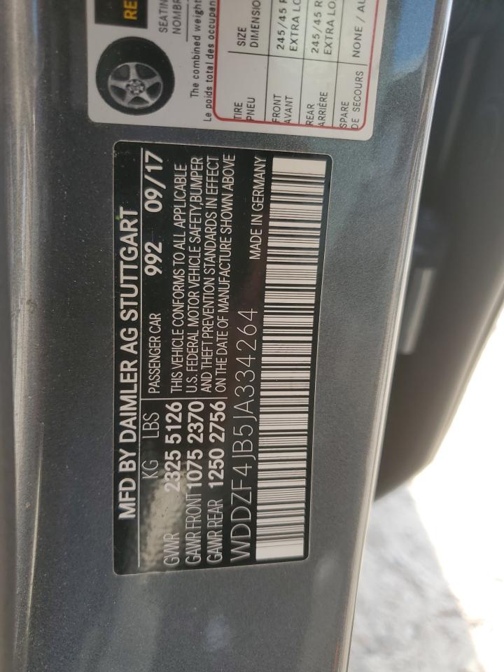 2018 Mercedes-Benz E 300 VIN: WDDZF4JB5JA334264 Lot: 56000385
