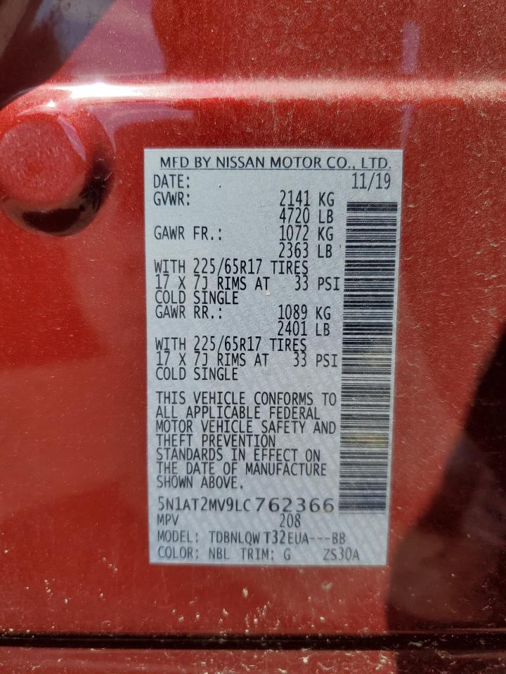 2020 Nissan Rogue S VIN: 5N1AT2MV9LC762366 Lot: 56541365