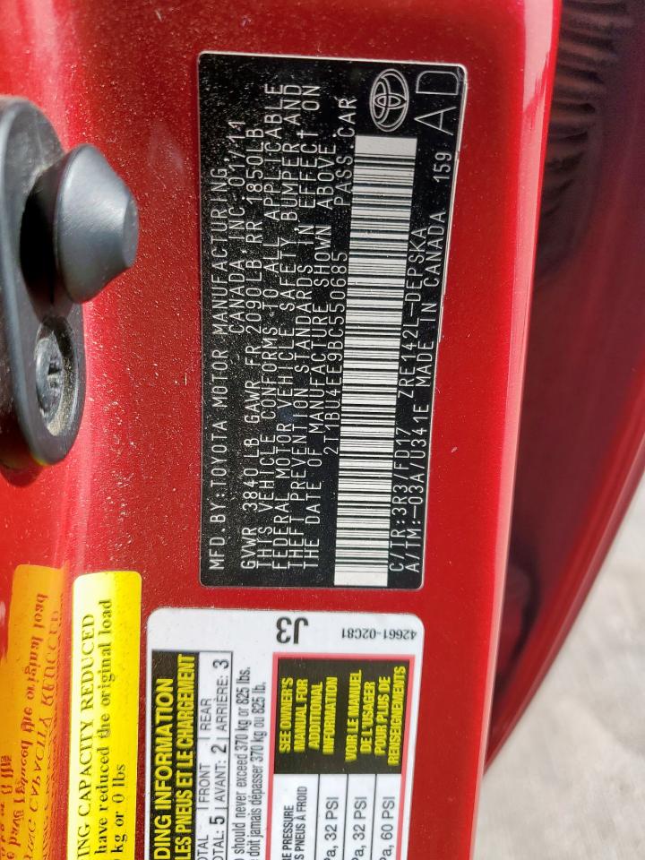 2011 Toyota Corolla Base VIN: 2T1BU4EE9BC550685 Lot: 57161945