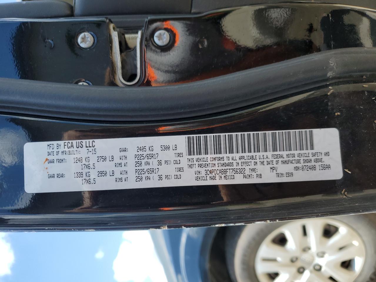 2015 Dodge Journey Se VIN: 3C4PDCAB8FT756322 Lot: 56669505