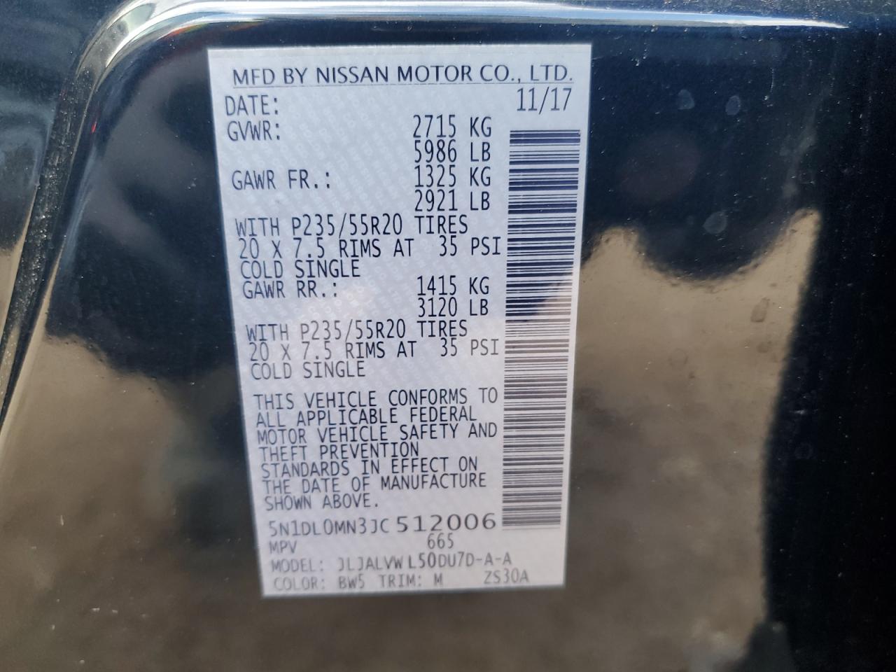 2018 Infiniti Qx60 VIN: 5N1DL0MN3JC512006 Lot: 56557985