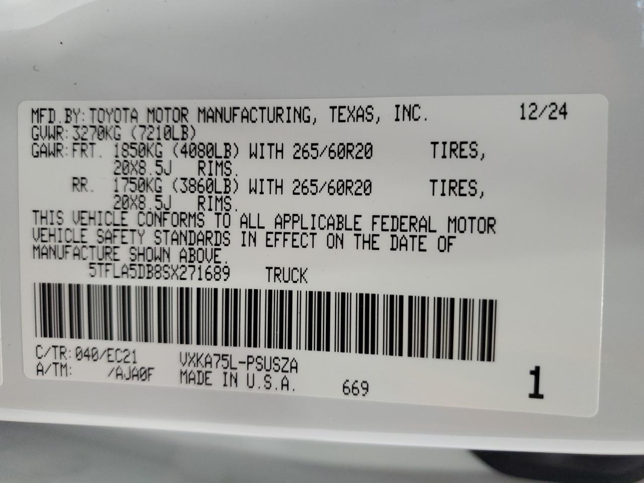 2025 Toyota Tundra Crewmax Sr VIN: 5TFLA5DB8SX271689 Lot: 55047655