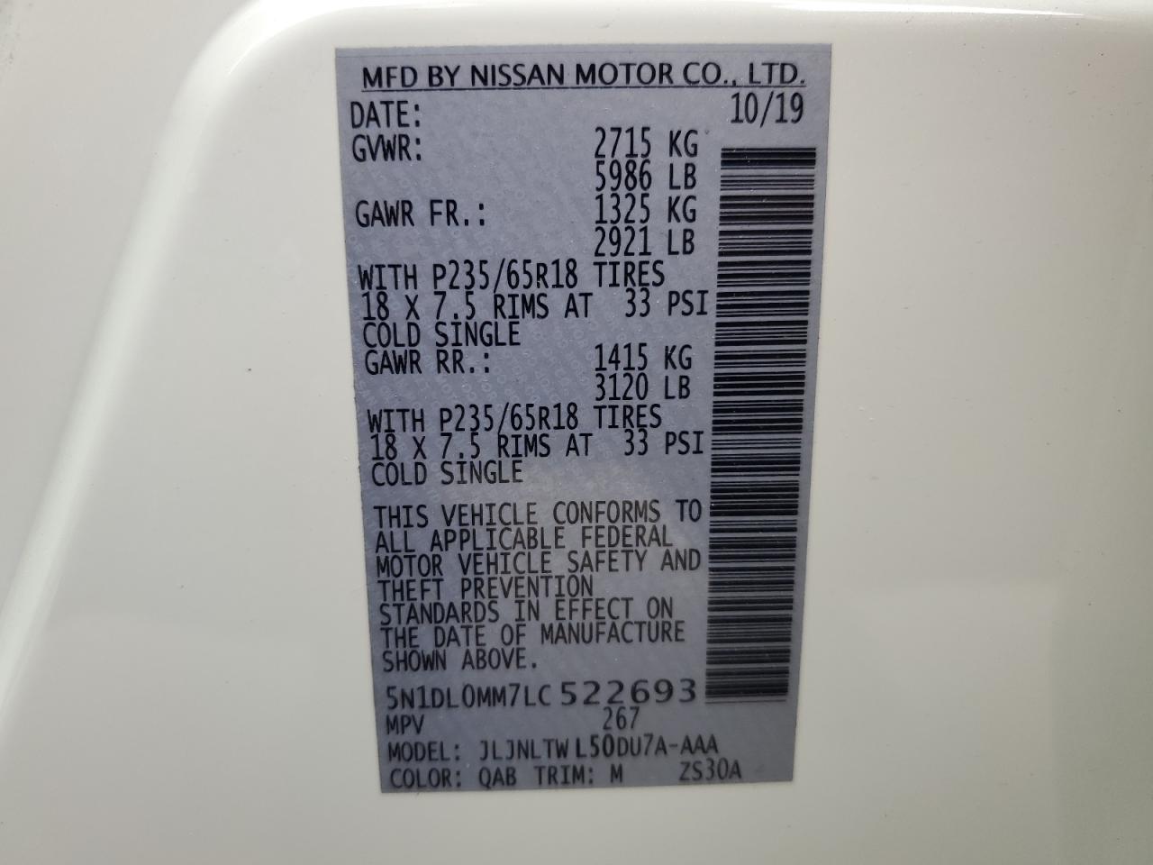 2020 Infiniti Qx60 Luxe VIN: 5N1DL0MM7LC522693 Lot: 57844705