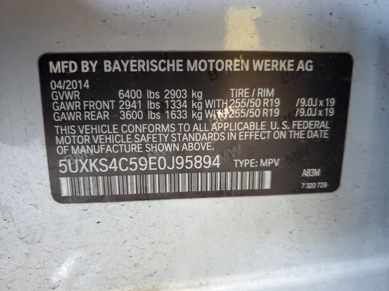 2014 BMW X5 xDrive35D VIN: 5UXKS4C59E0J95894 Lot: 56735425