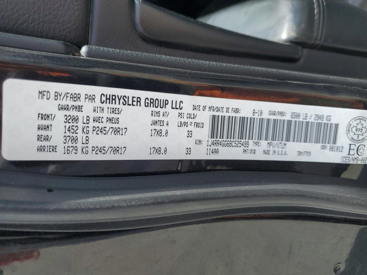 2011 Jeep Grand Cherokee Laredo VIN: 1J4RR4GG6BC525499 Lot: 55385755