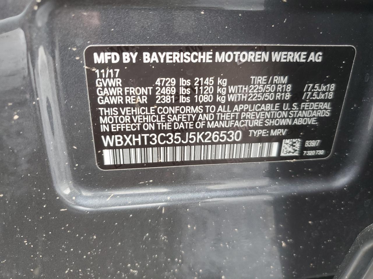 2018 BMW X1 xDrive28I VIN: WBXHT3C35J5K26530 Lot: 59086595
