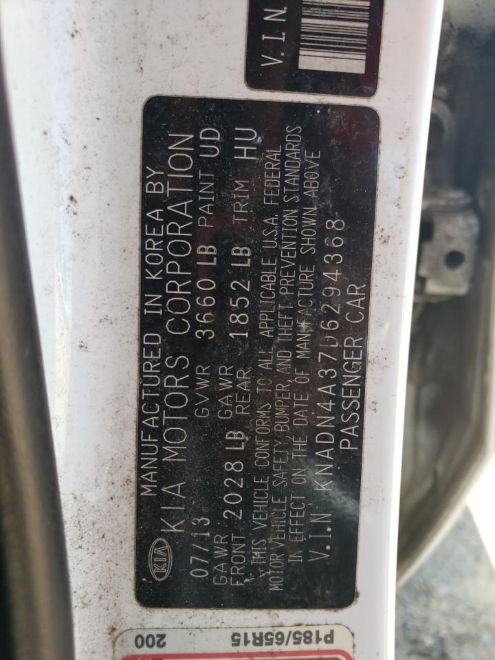 2013 Kia Rio Ex VIN: KNADN4A37D6294368 Lot: 56981375