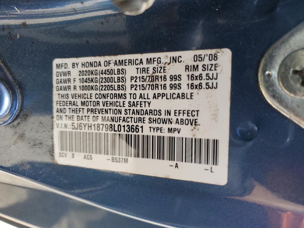 2008 Honda Element Ex VIN: 5J6YH18798L013661 Lot: 56880645