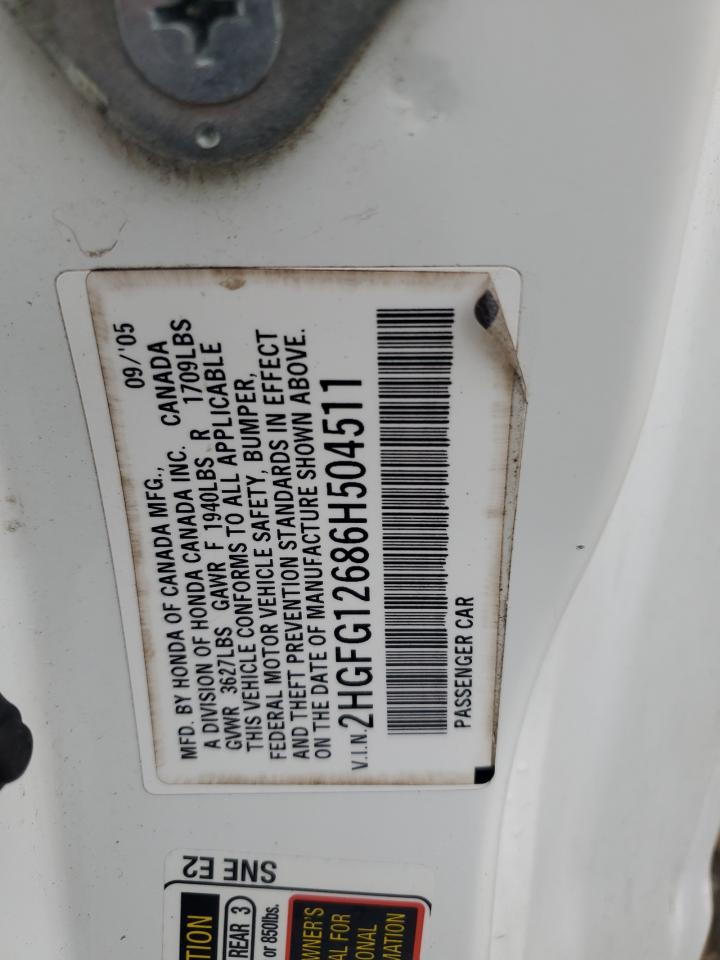 2006 Honda Civic Lx VIN: 2HGFG12686H504511 Lot: 56131845