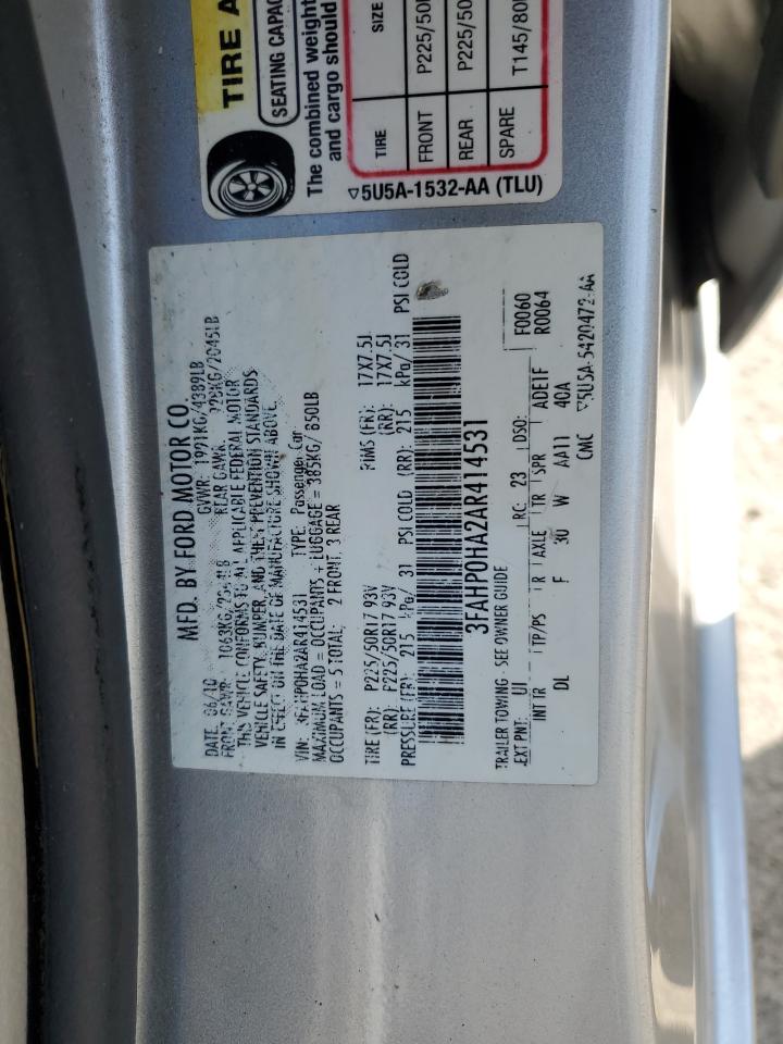 2010 Ford Fusion Se VIN: 3FAHP0HA2AR414531 Lot: 56925545