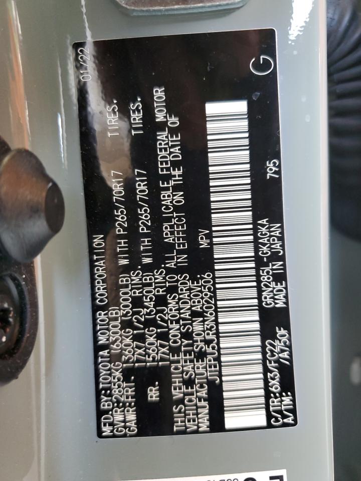 2022 Toyota 4Runner Sr5/Sr5 Premium VIN: JTEPU5JR3N6029506 Lot: 58737325