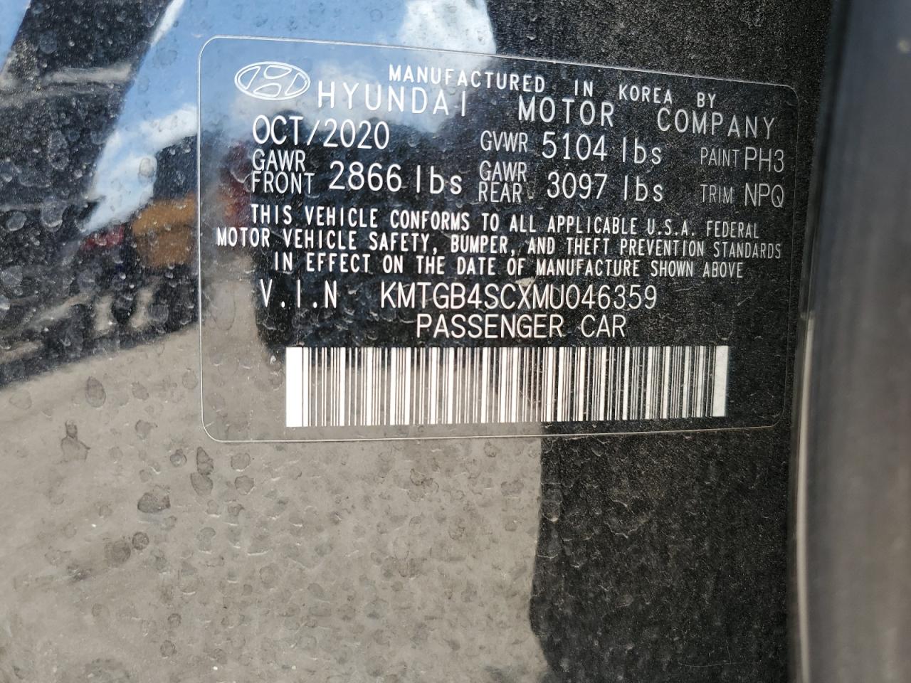 2021 Genesis G80 Base VIN: KMTGB4SCXMU046359 Lot: 58095075