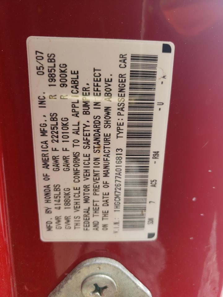 2007 Honda Accord Ex VIN: 1HGCM72677A016813 Lot: 56784625