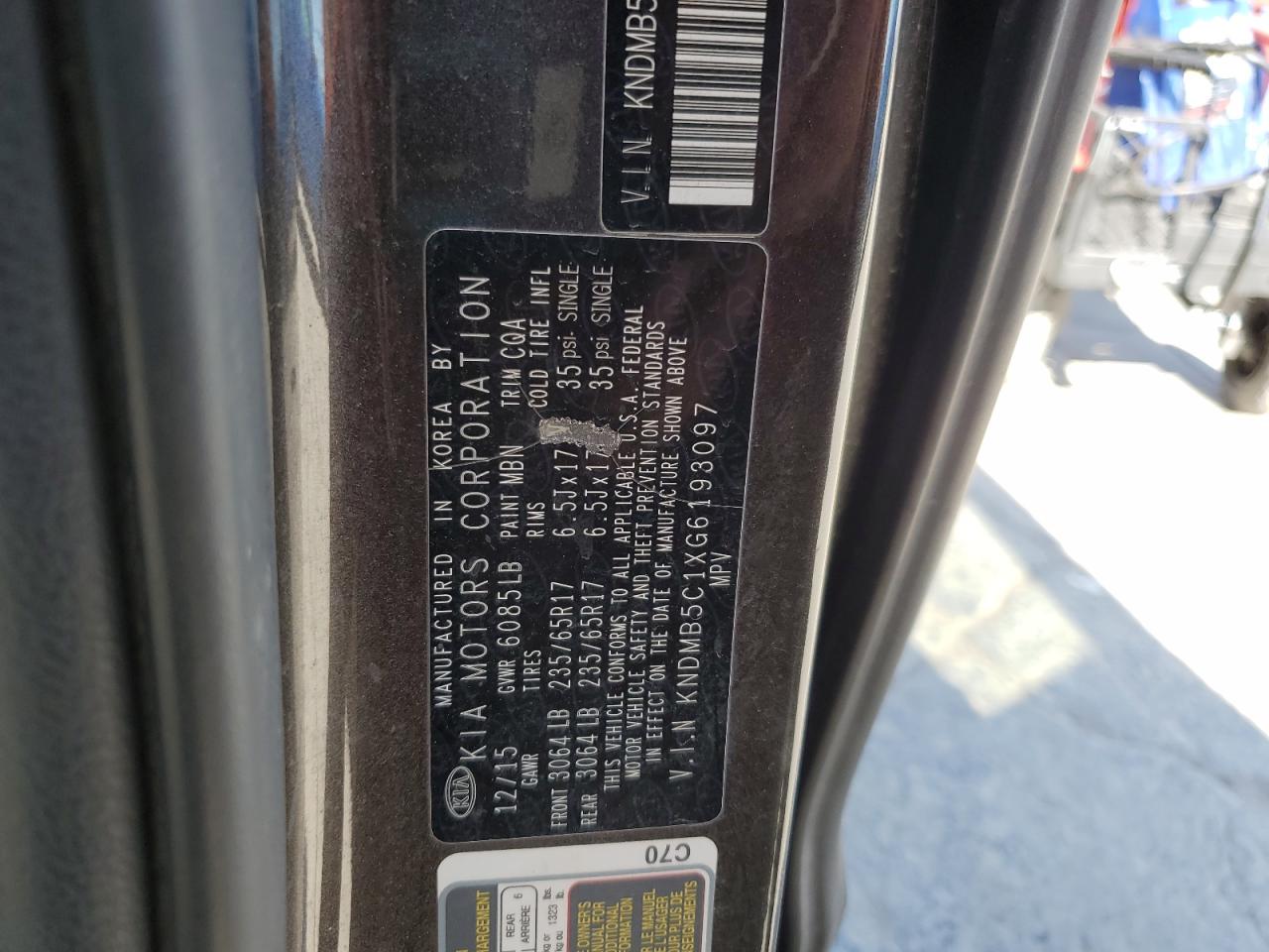 2016 Kia Sedona Lx VIN: KNDMB5C1XG6193097 Lot: 56135725