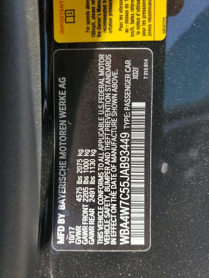 2018 BMW 440I VIN: WBA4W7C55JAB93449 Lot: 57357355