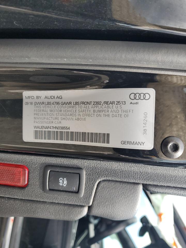 2017 Audi A4 Premium Plus VIN: WAUENAF47HN038554 Lot: 56724735