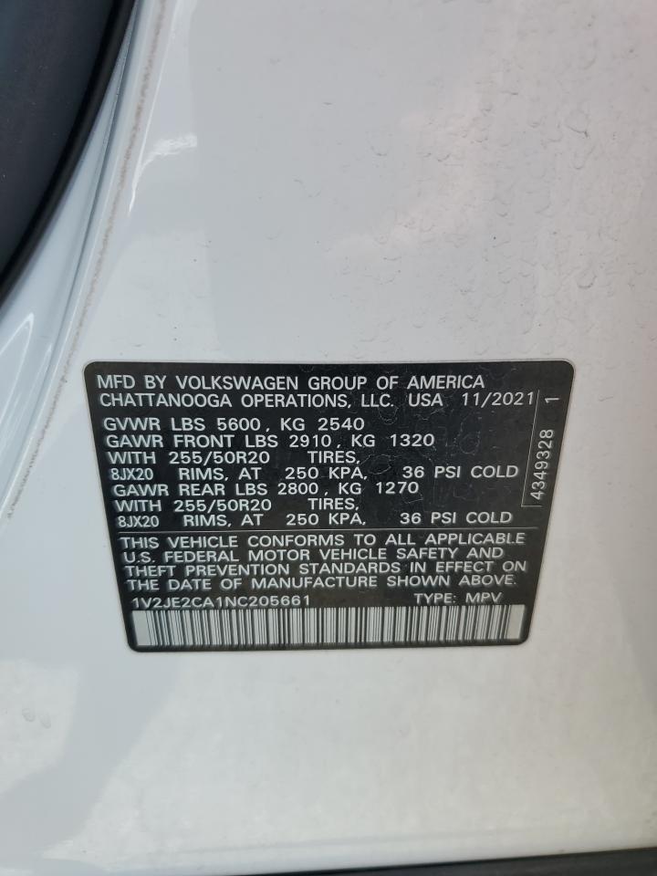 2022 Volkswagen Atlas Cross Sport Se VIN: 1V2JE2CA1NC205661 Lot: 57092015