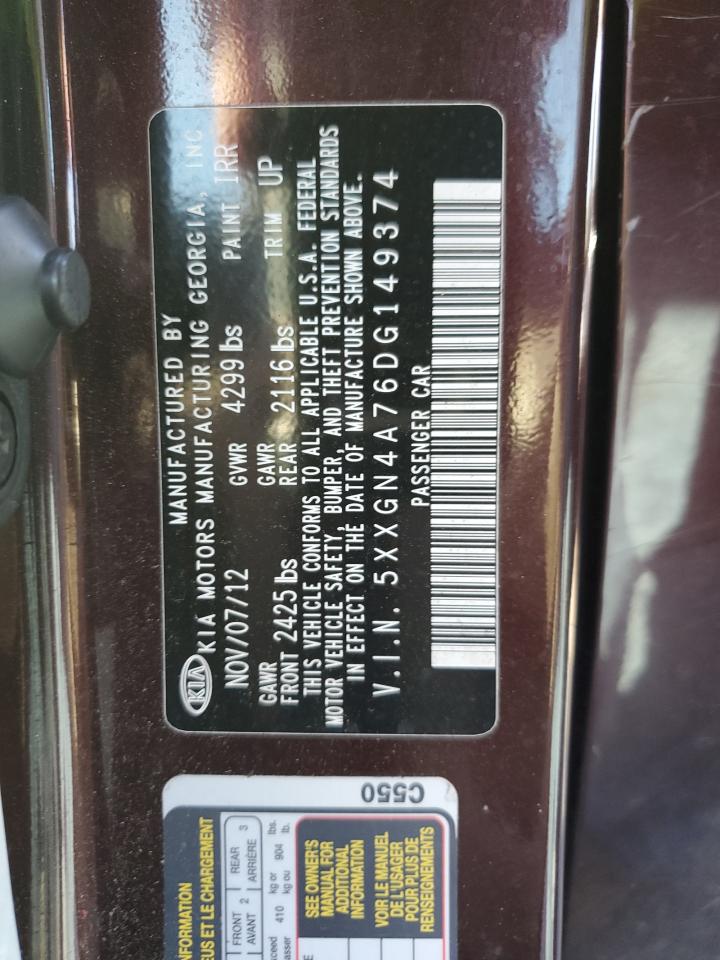 2013 Kia Optima Ex VIN: 5XXGN4A76DG149374 Lot: 57132775