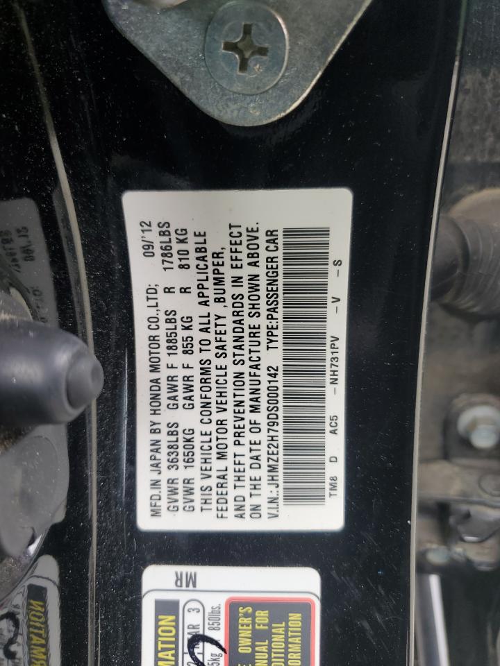 2013 Honda Insight Ex VIN: JHMZE2H79DS000142 Lot: 58923555