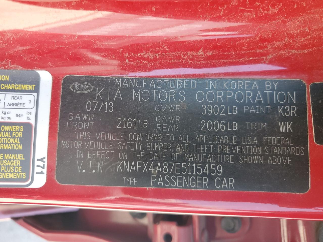 2014 Kia Forte Ex VIN: KNAFX4A87E5115459 Lot: 56434005