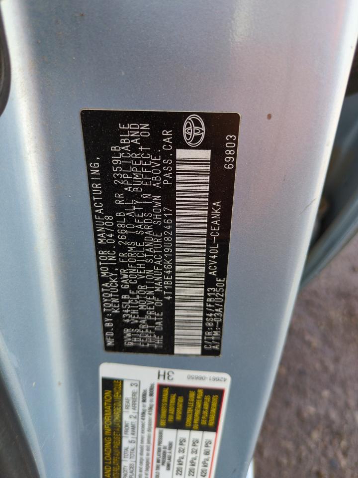 2009 Toyota Camry Base VIN: 4T1BE46K19U824617 Lot: 58825665