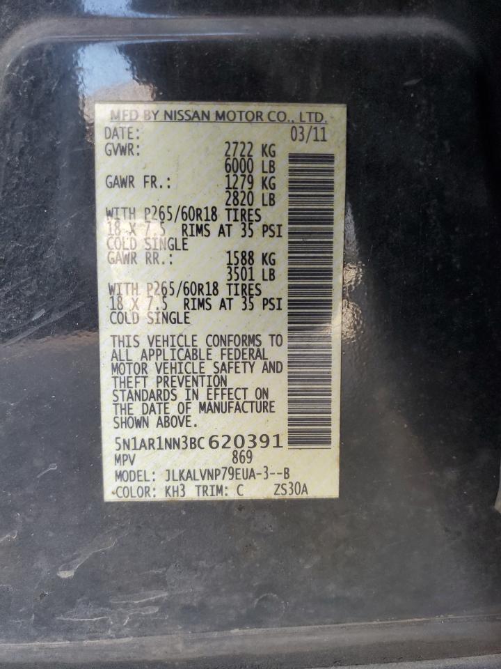 2011 Nissan Pathfinder S VIN: 5N1AR1NN3BC620391 Lot: 57090405