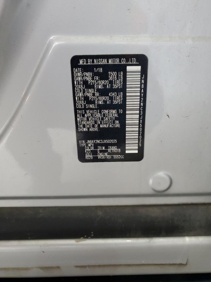 2018 Nissan Armada Sv VIN: JN8AY2NC3JX502025 Lot: 55122865