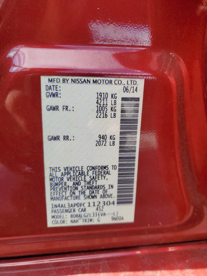 2015 Nissan Altima 2.5 VIN: 1N4AL3AP0FC112304 Lot: 56693115
