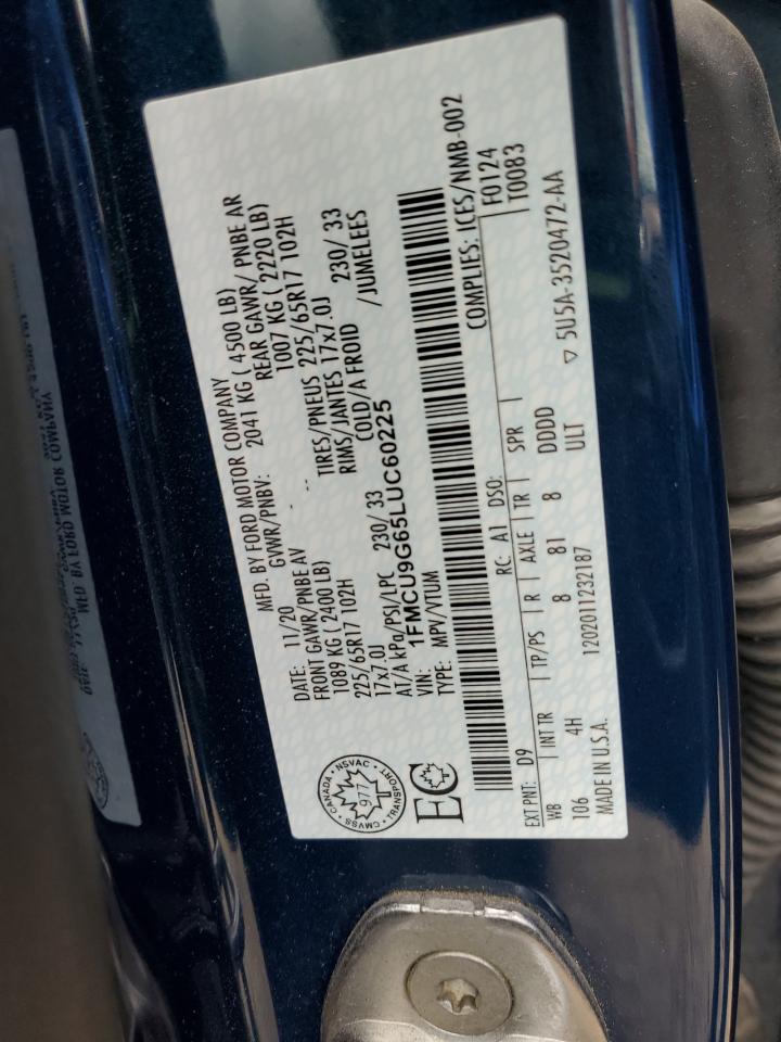 2020 Ford Escape Se VIN: 1FMCU9G65LUC60225 Lot: 57029625