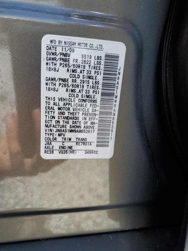 2010 Infiniti Fx35 VIN: JN8AS1MW9AM852817 Lot: 56326765