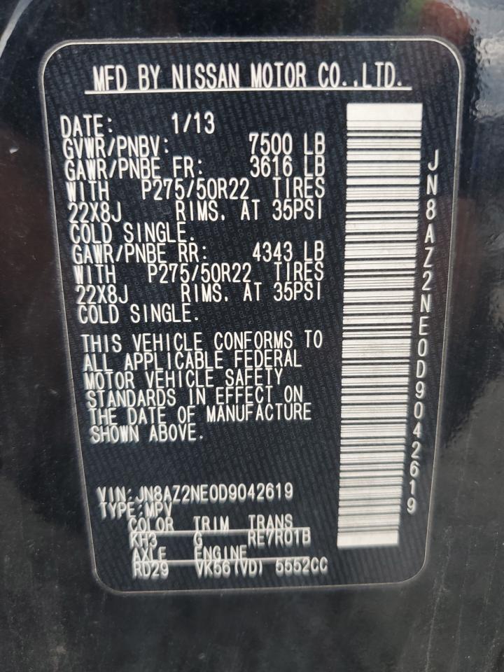 2013 Infiniti Qx56 VIN: JN8AZ2NE0D9042619 Lot: 58031275
