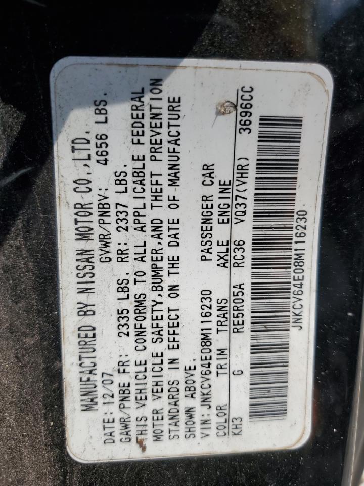 2008 Infiniti G37 Base VIN: JNKCV64E08M116230 Lot: 56732875