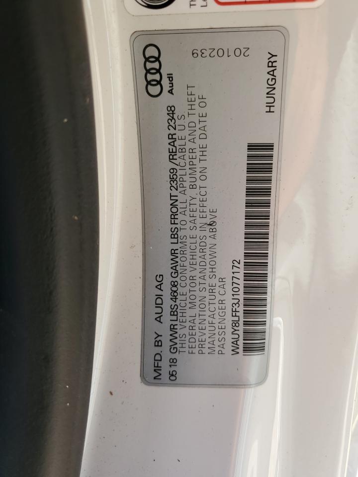 2018 Audi A3 Premium Plus VIN: WAUY8LFF3J1077172 Lot: 56578755